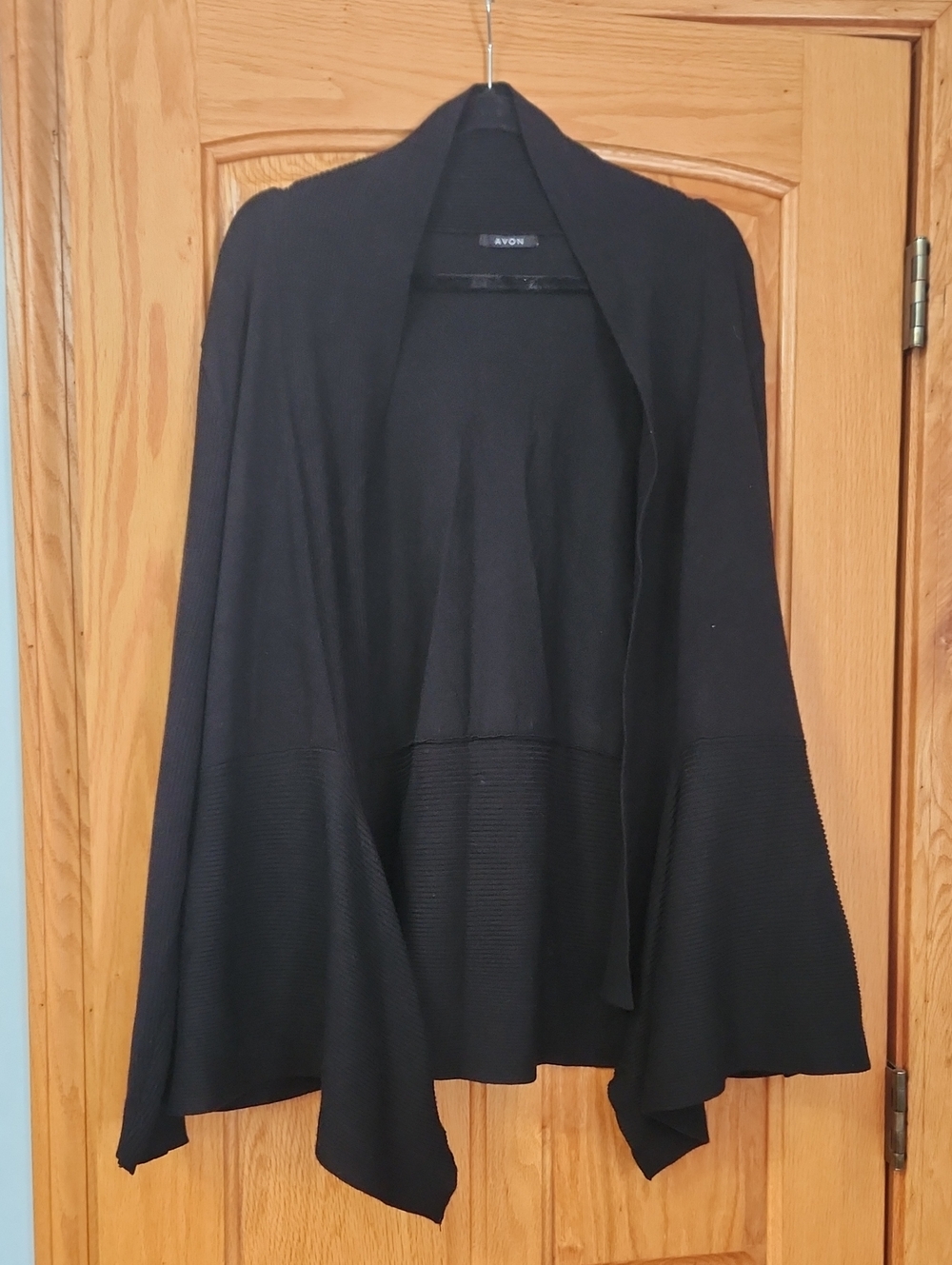 Avon Black Open-Front Draped Knit Wrap